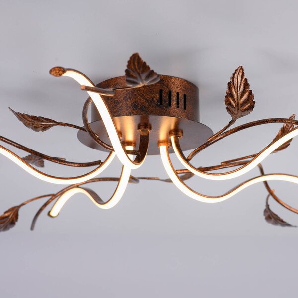 JUST LIGHT. GmbH Lampa sufitowa Aurelia, możliwość ściemniania, brązowy / rdzawy, salon / jadalnia, metal, florentyński