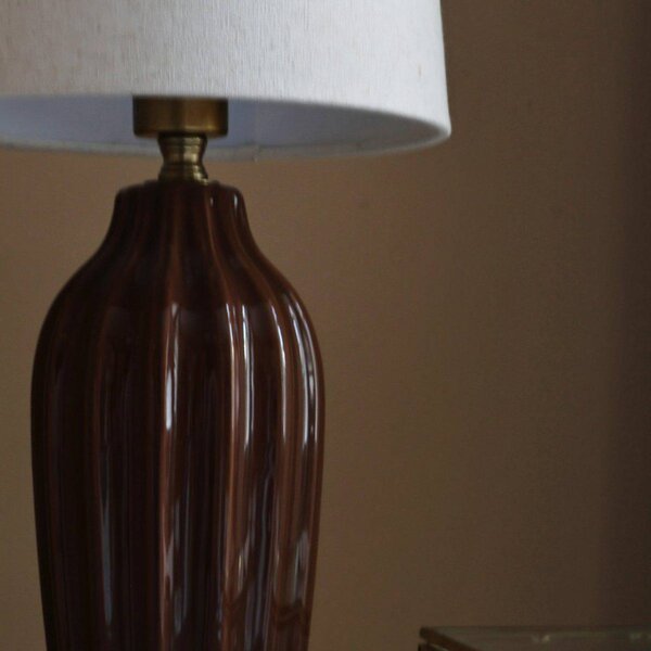 PR Home Lampa stołowa Lyon, brązowy / rdzawy, przedpokój, ceramika, skandynawski