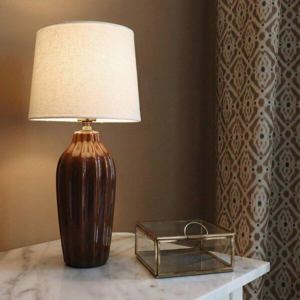 PR Home Lampa stołowa Lyon, brązowy / rdzawy, przedpokój, ceramika, skandynawski