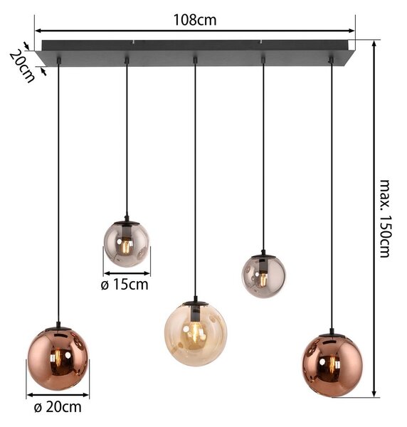 JUST LIGHT. GmbH Lampa wisząca Shiny, możliwość ściemniania, multikolor, salon / jadalnia, szkło