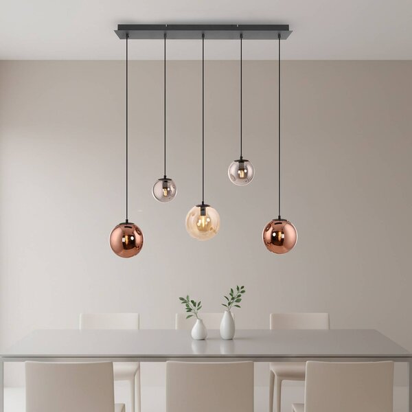 JUST LIGHT. GmbH Lampa wisząca Shiny, możliwość ściemniania, multikolor, salon / jadalnia, szkło