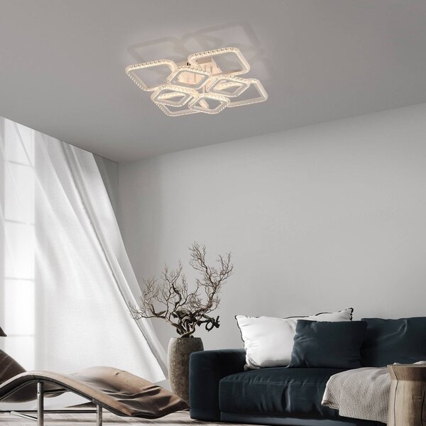 JUST LIGHT. GmbH Lampa sufitowa Crystallo, biały / opal, salon / jadalnia, metal, nowoczesny
