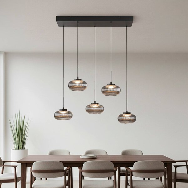 JUST LIGHT. GmbH Lampa wisząca Noctis, możliwość ściemniania, aluminiowy / szary / cynkowy, salon / jadalnia, szkło, nowoczesny