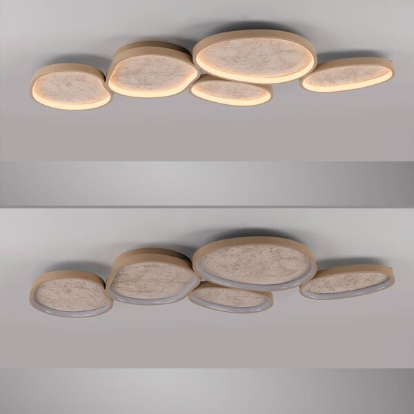 JUST LIGHT. GmbH Lampa sufitowa Moonbraker, możliwość ściemniania, brązowy / rdzawy, salon / jadalnia, aluminium, nowoczesny