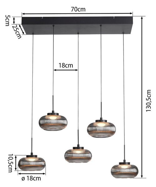 JUST LIGHT. GmbH Lampa wisząca Noctis, możliwość ściemniania, aluminiowy / szary / cynkowy, salon / jadalnia, szkło, nowoczesny