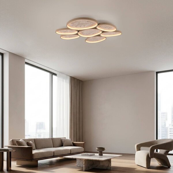 JUST LIGHT. GmbH Lampa sufitowa Moonbraker, możliwość ściemniania, brązowy / rdzawy, salon / jadalnia, aluminium, nowoczesny