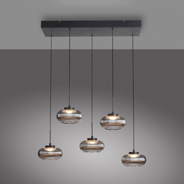 JUST LIGHT. GmbH Lampa wisząca Noctis, możliwość ściemniania, aluminiowy / szary / cynkowy, salon / jadalnia, szkło, nowoczesny
