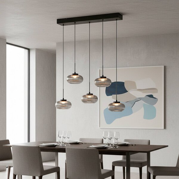 JUST LIGHT. GmbH Lampa wisząca Noctis, możliwość ściemniania, aluminiowy / szary / cynkowy, salon / jadalnia, szkło, nowoczesny