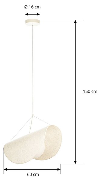 Lampa wisząca Tamani Lucande, możliwość ściemniania, kremowy / amber, salon / jadalnia, tkanina / materiał / jedwab, design