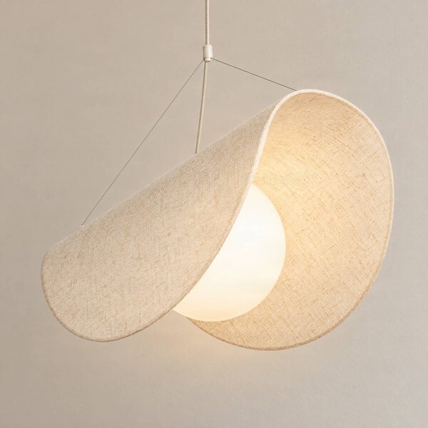 Lampa wisząca Tamani Lucande, możliwość ściemniania, kremowy / amber, salon / jadalnia, tkanina / materiał / jedwab, design