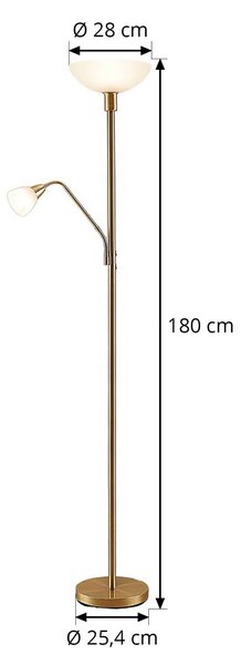 Lampa stojąca Jost Lindby, mosiężny / złoty, salon / jadalnia, metal