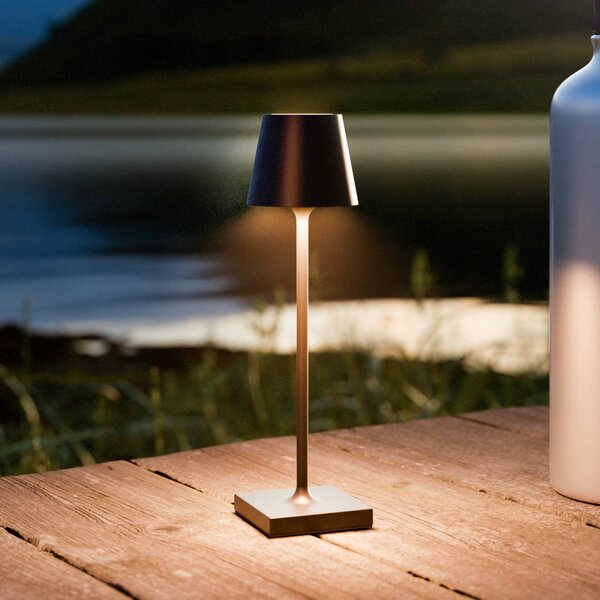 Sigor Kieszonkowa ładowalna lampa stołowa LED Nuindie, czarna, IP54, ściemniana Nuindie pocket, możliwość ściemniania, czarny, aluminium, nowoczesny