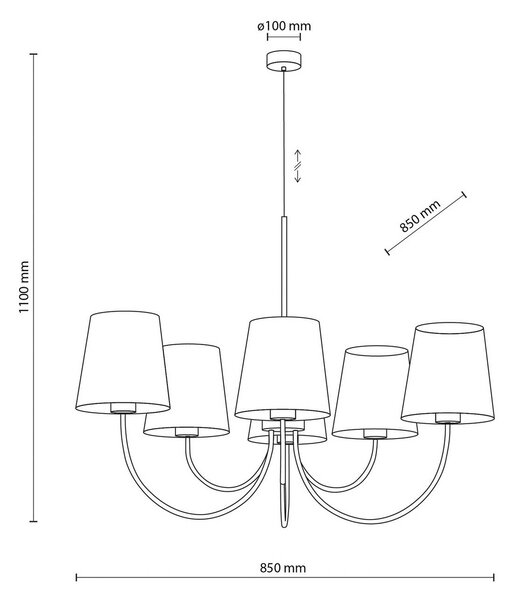 Żyrandol Candi TK Lighting, możliwość ściemniania, kremowy / amber, salon / jadalnia, tkanina / materiał / jedwab, nowoczesny