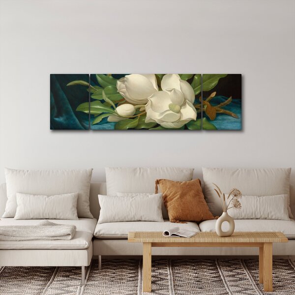 Obraz - Martin Johnson Heade, Giant Magnolias on a Blue Velvet Cloth, reprodukcje (170x50 cm)