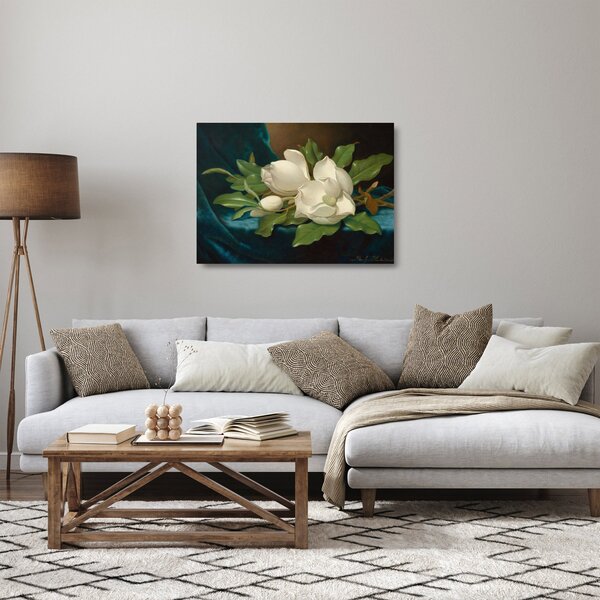Obraz na szkle - Martin Johnson Heade, Giant Magnolias on a Blue Velvet Cloth, reprodukcje (70x50 cm)