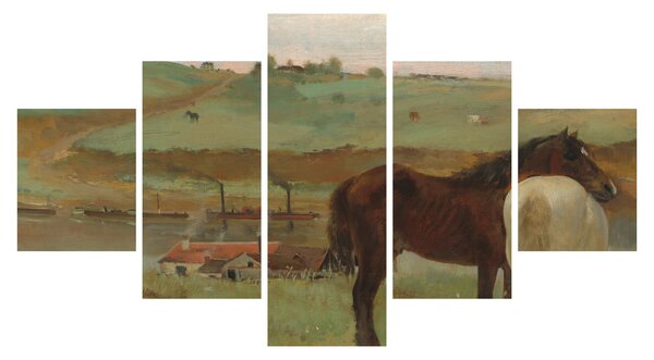 Obraz - Edgar Degas, Horses in a Meadow, reprodukcje (125x70 cm)