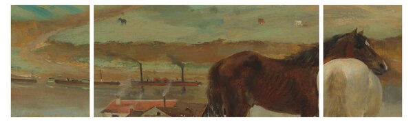 Obraz - Edgar Degas, Horses in a Meadow, reprodukcje (170x50 cm)