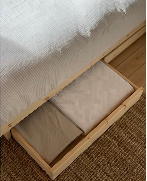 Naturalne łóżko z litego drewna sosnowego ze schowkiem i stelażem 90x200 cm Kanso – Karup Design