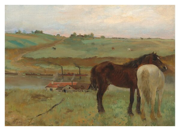 Obraz na szkle - Edgar Degas, Horses in a Meadow, reprodukcje (70x50 cm)