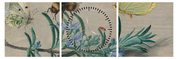 Obraz - Jan van Kessel the Elder, Insects and a Sprig of Rosemary, reprodukcje (z zegarem) (90x30 cm)