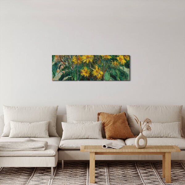 Obraz - Claude Monet, Jerusalem Artichoke Flowers, reprodukcje (z zegarem) (90x30 cm)