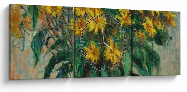 Obraz - Claude Monet, Jerusalem Artichoke Flowers, reprodukcje (z zegarem) (90x30 cm)