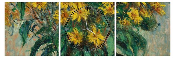 Obraz - Claude Monet, Jerusalem Artichoke Flowers, reprodukcje (z zegarem) (90x30 cm)
