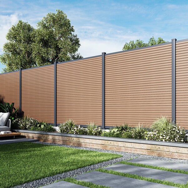 Panel ogrodzeniowy do twardego podłoża 1,8 m CITY Teak - Gutroof