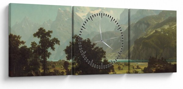 Obraz - Albert Bierstadt, Lake Lucerne, reprodukcje (z zegarem) (90x30 cm)