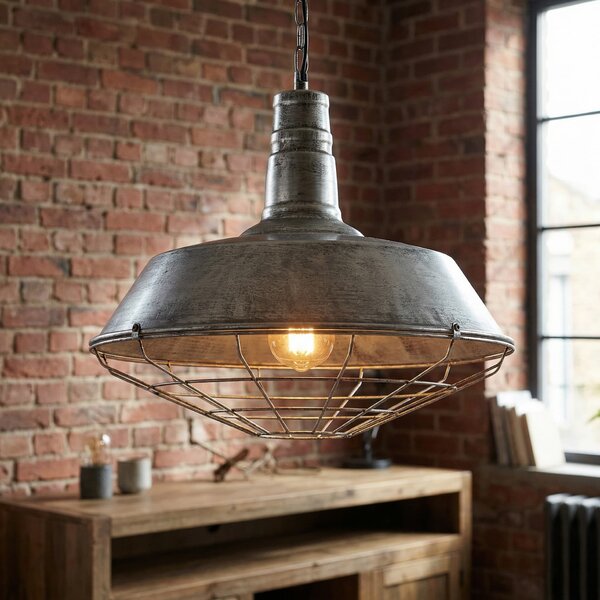 LAMPA WISZĄCA INDUSTRIALNA LOFT STARE SREBRO ARIGIO D45