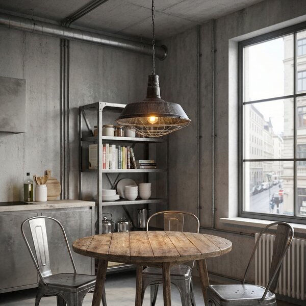 LAMPA WISZĄCA INDUSTRIALNA LOFT STARE SREBRO ARIGIO D45