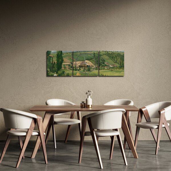 Obraz - Camille Pissarro, Landscape at Les Pâtis, Pontoise, reprodukcje (z zegarem) (90x30 cm)