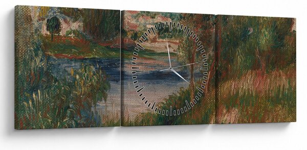 Obraz - Auguste Renoir, Landscape at Vetheuil, reprodukcje (z zegarem) (90x30 cm)