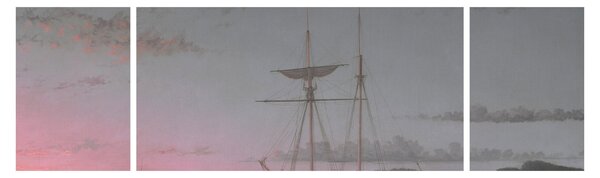 Obraz - Fitz Henry Lane, Lumber Schooners at Evening on Penobscot Bay, reprodukcje (170x50 cm)
