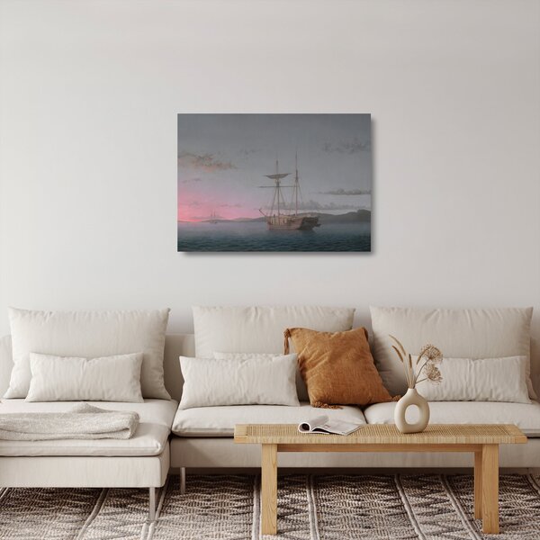 Obraz na szkle - Fitz Henry Lane, Lumber Schooners at Evening on Penobscot Bay, reprodukcje (70x50 cm)