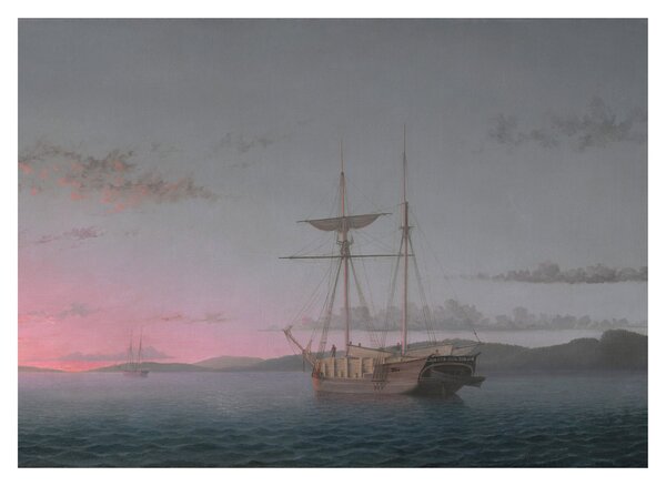 Obraz na szkle - Fitz Henry Lane, Lumber Schooners at Evening on Penobscot Bay, reprodukcje (70x50 cm)