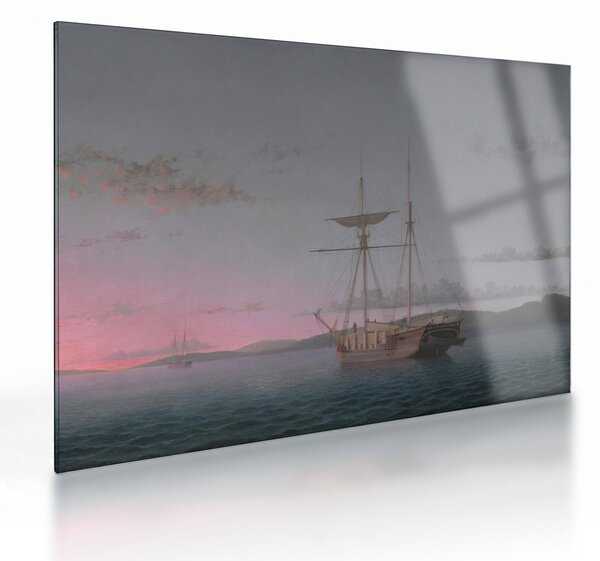 Obraz na szkle - Fitz Henry Lane, Lumber Schooners at Evening on Penobscot Bay, reprodukcje (70x50 cm)