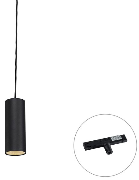 Designerska lampa wisząca czarna z adapterem do szyny 1-fazowej - Slimline Tubo