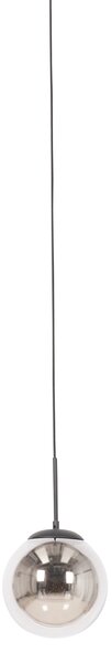 Lampa wisząca Art Deco czarna z przydymionym szkłem z adapterem szynowym 1-fazowym - Slimline Flore