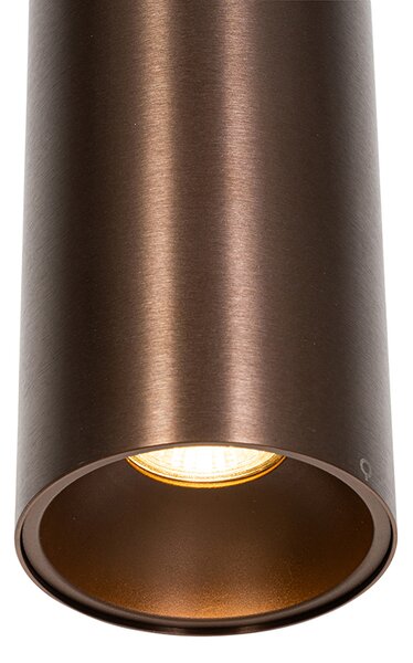 Designerska lampa wisząca ciemny brąz z adapterem do szyny 1-fazowej - Slimline Tubo