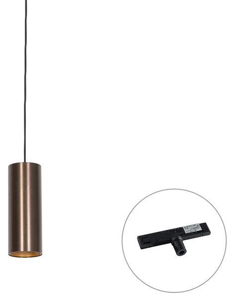 Designerska lampa wisząca ciemny brąz z adapterem do szyny 1-fazowej - Slimline Tubo