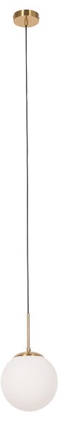 Lampa wisząca Art Deco złota z opalowym szkłem w zestawie czarny adapter do szyny jednofazowej - Slimline Flore