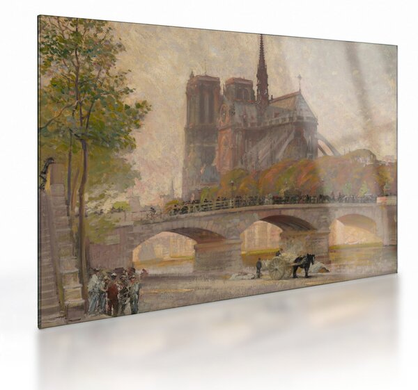 Obraz na szkle - Robert William Vonnoh, Notre Dame de Paris, reprodukcje (70x50 cm)
