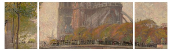 Obraz - Robert William Vonnoh, Notre Dame de Paris, reprodukcje (170x50 cm)