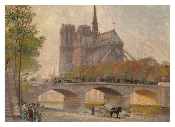 Obraz na szkle - Robert William Vonnoh, Notre Dame de Paris, reprodukcje (70x50 cm)