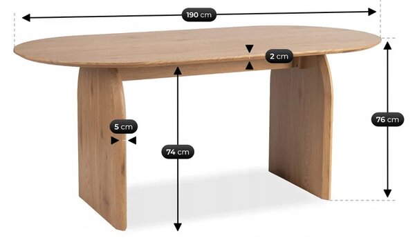 Stół Owalny TINO 190 cm Dąb Nowoczesny