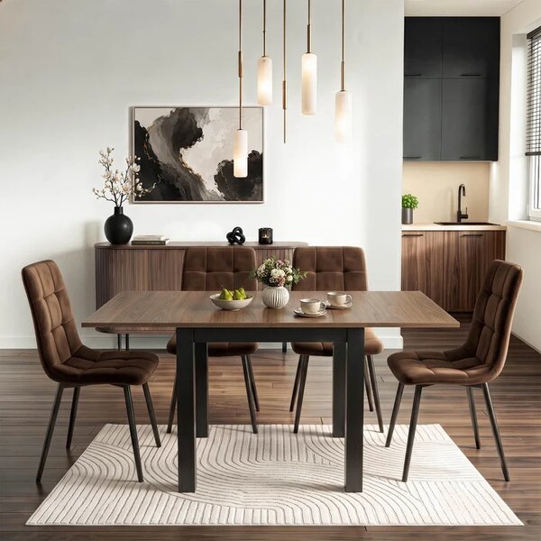 Stół Kwadratowy Rozkładany MAX 80-160 cm Orzech Nicea/Czarny Loft