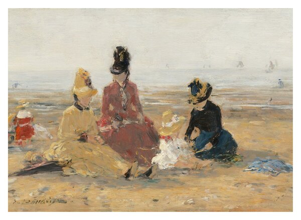 Obraz na szkle - Eugène Boudin, On the Beach, Trouville, reprodukcje (70x50 cm)