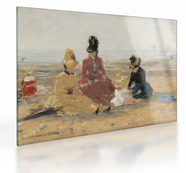 Obraz na szkle - Eugène Boudin, On the Beach, Trouville, reprodukcje (70x50 cm)