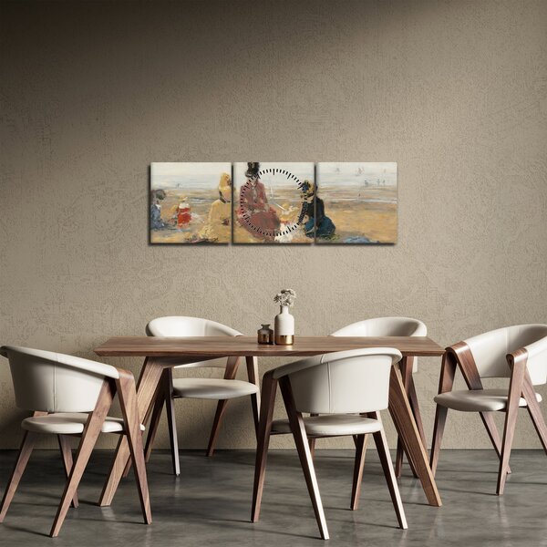 Obraz - Eugène Boudin, On the Beach, Trouville, reprodukcje (z zegarem) (90x30 cm)